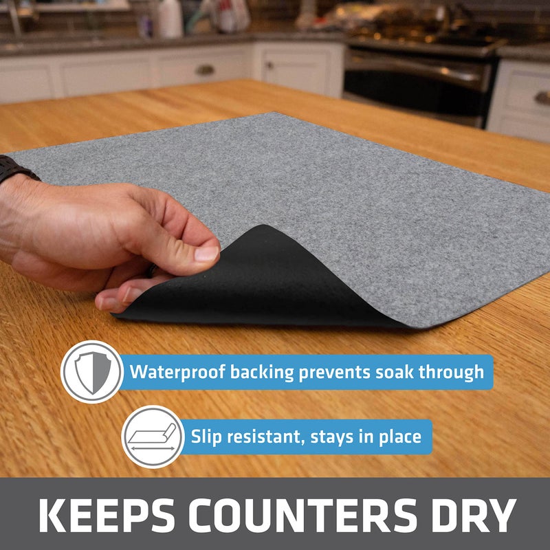 Drymate Xl Dish Drying Mat  Oversized (19 X24 )  Low-Profile  Super Absorbent  Quick Dry Fabric  Waterproof & Slip-Resistant  For Kitchen Counter  Trimmable  Easy To Clean (Usa Made)(Light Grey) - Image 3