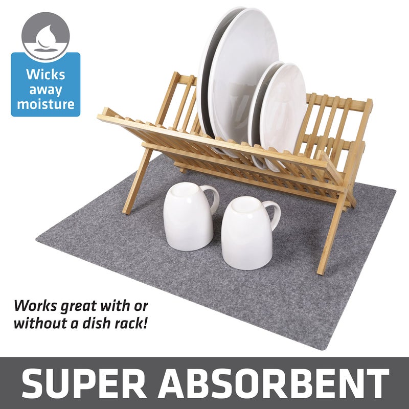 Drymate Xl Dish Drying Mat  Oversized (19 X24 )  Low-Profile  Super Absorbent  Quick Dry Fabric  Waterproof & Slip-Resistant  For Kitchen Counter  Trimmable  Easy To Clean (Usa Made)(Light Grey) - Image 2