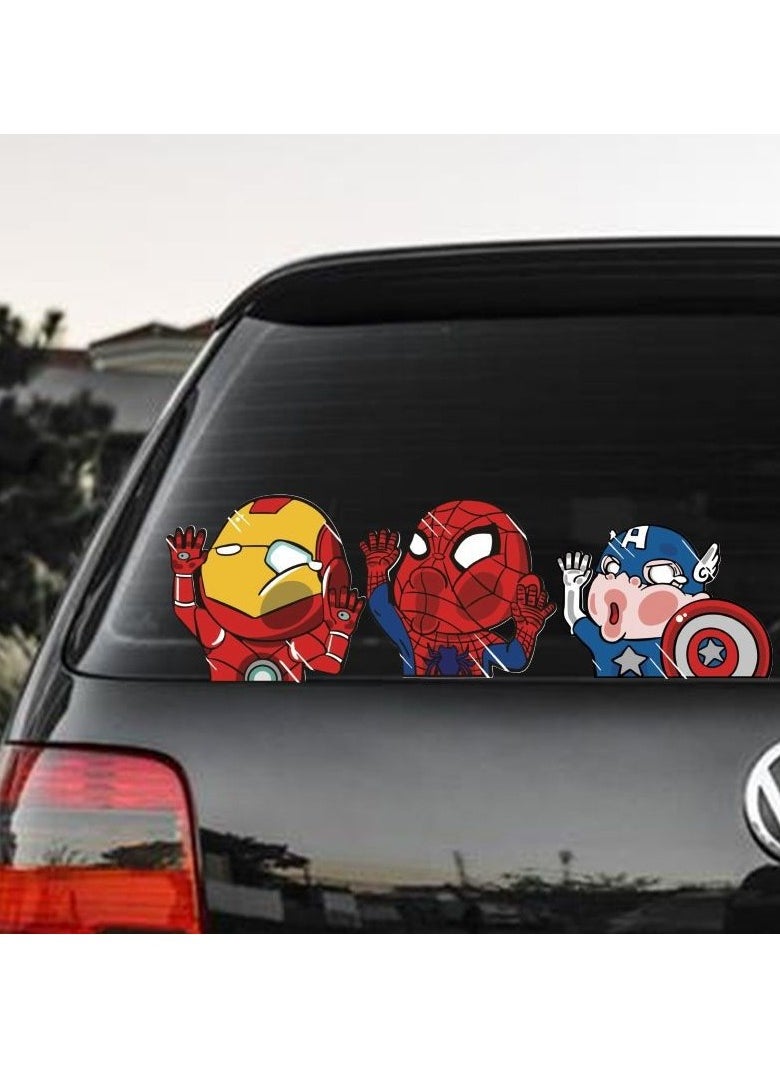 Generic 3PCS Avengers car and motorcycle stickers, helmet stickers, Marvel Iron Man car stickers, car window glass Avengers stickers (Random  - Image 3