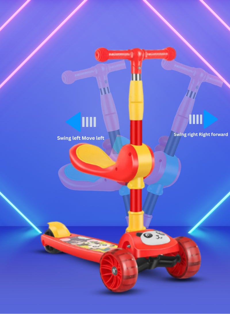 ام جي سكوتر باندا 3 في 1 قابل للطي للأطفال مع موسيقى، أضواء LED، عجلات إضاءة وامضة، ارتفاع قابل للتعديل ومقعد قابل للإزالة، سطح مضاد للانزلاق، خارجي وداخلي للأطفال من 3 إلى 8 سنوات، ألوان مختلفة - Image 5