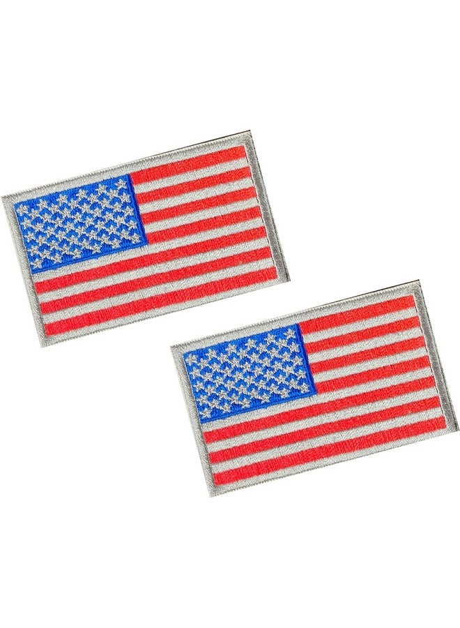 2Pcs Premium Iron On Usa Us American Flag Tactical Patches With Iron On Backing For Backpacks Caps Hats Jackets Pants (2Gray)  - Image 1