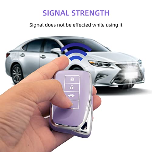 OFFCURVE غطاء مفتاح OFFCURVE لسيارات لكزس - غلاف مفتاح متوافق مع لكزس RX ES GS LS RS NX GX LX RC LC - ملحقات السيارة الذكية - واقي كامل لمفتاح السيارة - لون بنفسجي - Image 5