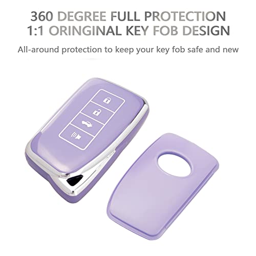 OFFCURVE غطاء مفتاح OFFCURVE لسيارات لكزس - غلاف مفتاح متوافق مع لكزس RX ES GS LS RS NX GX LX RC LC - ملحقات السيارة الذكية - واقي كامل لمفتاح السيارة - لون بنفسجي - Image 3