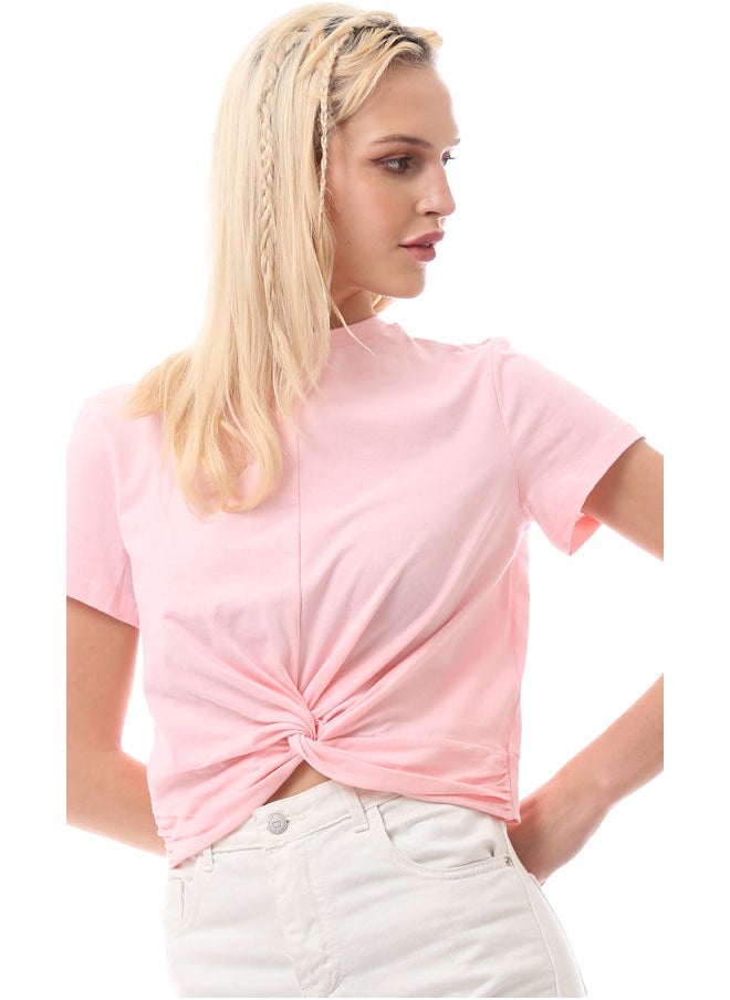 RAVIN - Rose Round Neck Tee with Front Twist Knot - Image 1