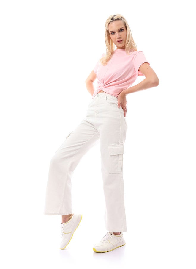 RAVIN - Rose Round Neck Tee with Front Twist Knot - Image 1