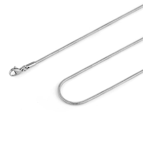 HZMAN 1.2mm Silver Snake Chain Necklace for Men Women Thin Stainless Steel Chain Necklace 16"-30'' Jewelry Gift (Silver,1.2mm,18) - Image 1