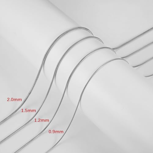 HZMAN 1.2mm Silver Snake Chain Necklace for Men Women Thin Stainless Steel Chain Necklace 16"-30'' Jewelry Gift (Silver,1.2mm,18) - Image 5