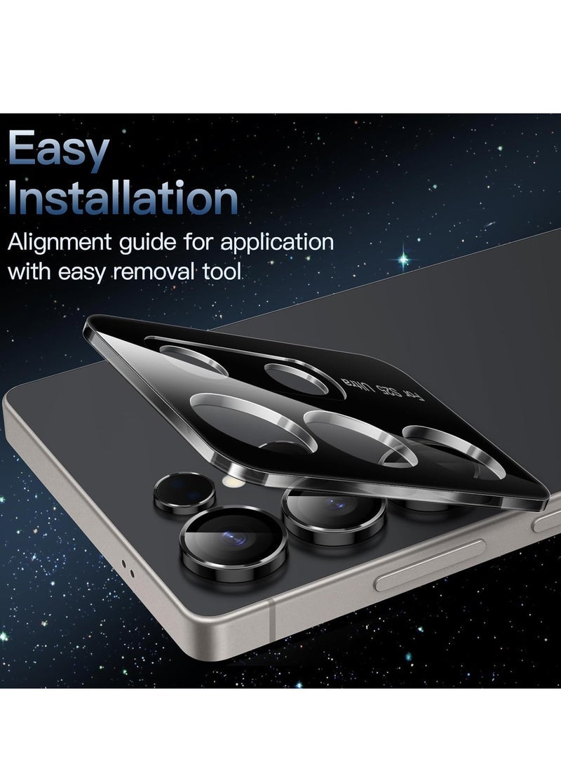 ELTRAZONE Samsung Galaxy S25 Ultra 5G Camera Lens Protector – 9H Tempered Glass with Metal Individual Ring Cover, Anti-Scratch, HD Clarity, Easy Installation Tray, Fingerprint-Resistant, Case-Friendly Design, Premium Protection for Galaxy S25 Ultra Camera Lenses - Image 3