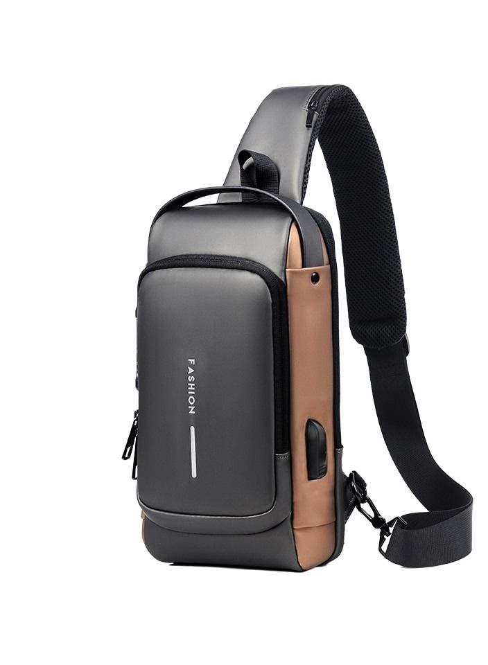 Men Women Sling Bag Pack with Lock Waterproof Anti-theft Chest Bag with USB Charging Port Shoulder Bag Crossbody Backpack - Image 3