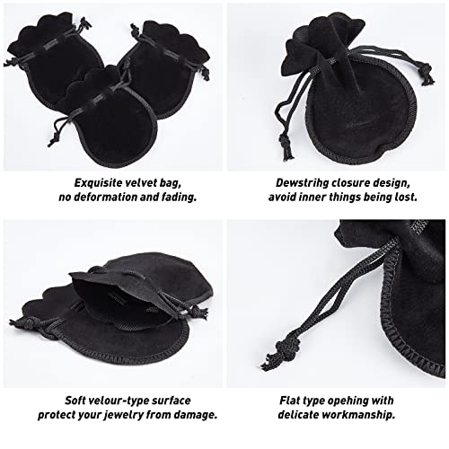 NBEADS 30 Pcs 3.54"x2.75" Velvet Cloth Drawstring Bags, Calabash Shape Drawstring Jewelry Pouches Small Gift Bags for Wedding Birthday Party Favors, Black - Image 5