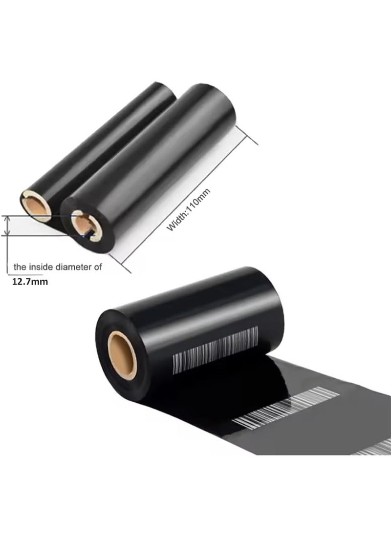 Rubik - Thermal Transfer Resin Ribbon 110mm*90m, Z550 Full Resin Ribbon Roll for PET/PE/PVC/Metallic Labels Compatible with Zebra, Gprinter, TSC, GoDex Printers (Black) - Image 1