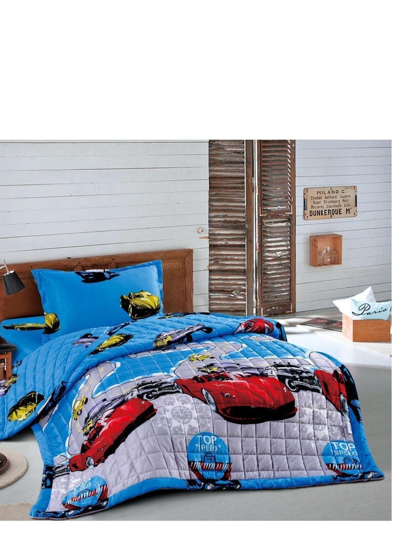 MingLi 3 Pieces Winter Quilt Set Kids Cartoon Soft Velvet Compressed