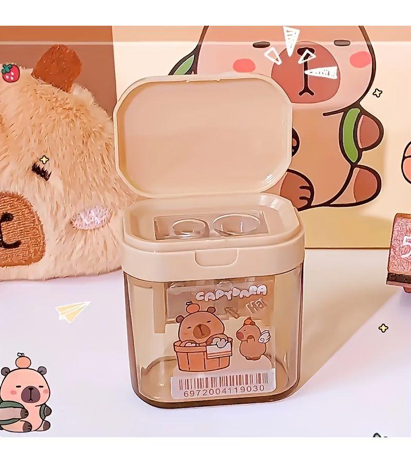 Capybara Double Hole Pencil Sharpener Handheld Cutter Random Color School Office Gift - Image 3