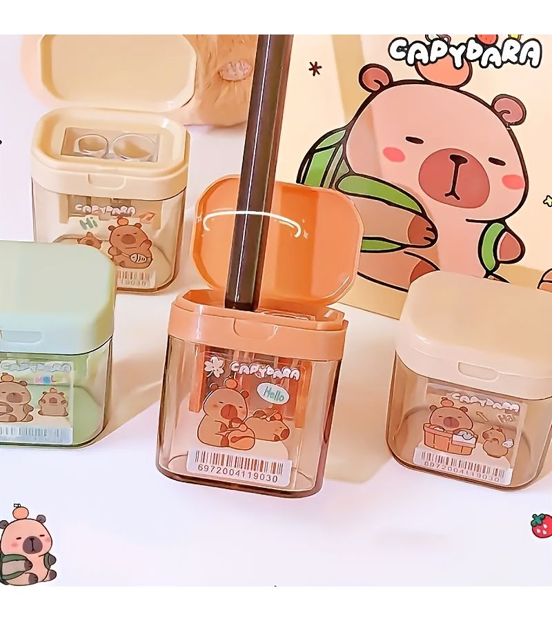 Capybara Double Hole Pencil Sharpener Handheld Cutter Random Color School Office Gift - Image 4