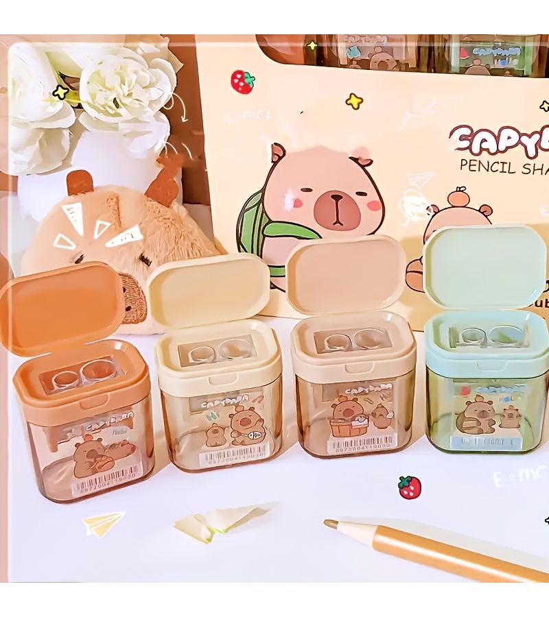Capybara Double Hole Pencil Sharpener Handheld Cutter Random Color School Office Gift - Image 1