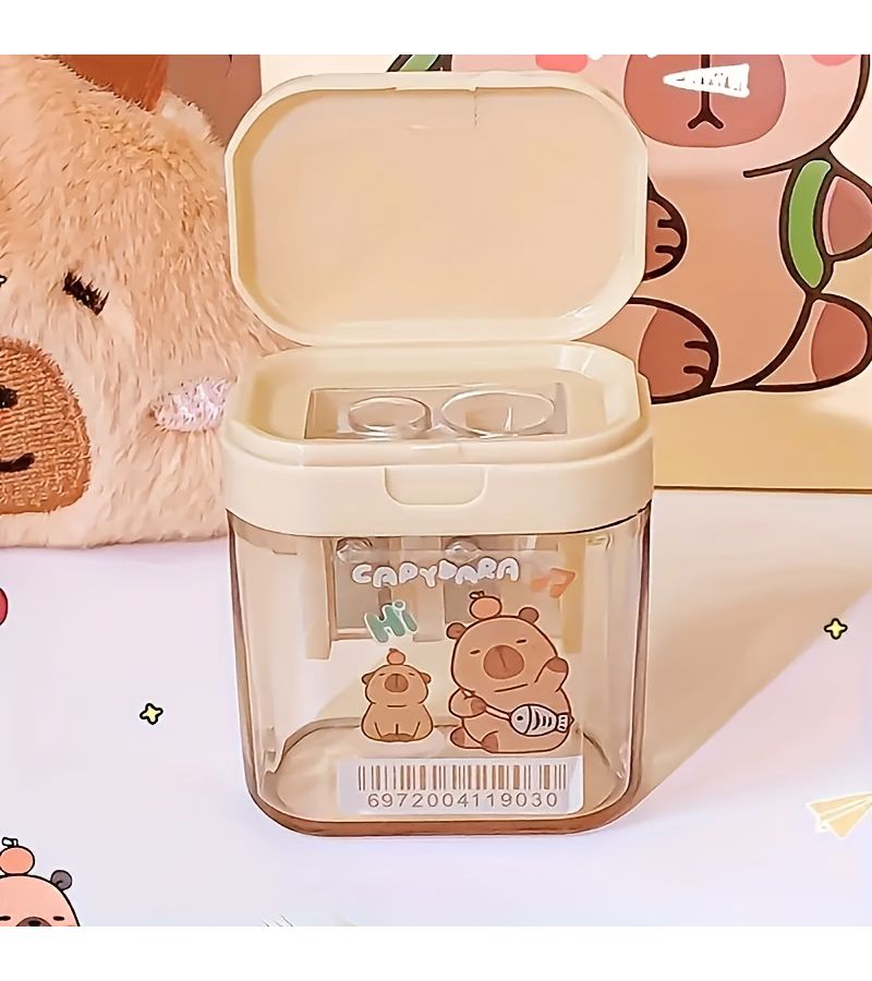 Capybara Double Hole Pencil Sharpener Handheld Cutter Random Color School Office Gift - Image 5