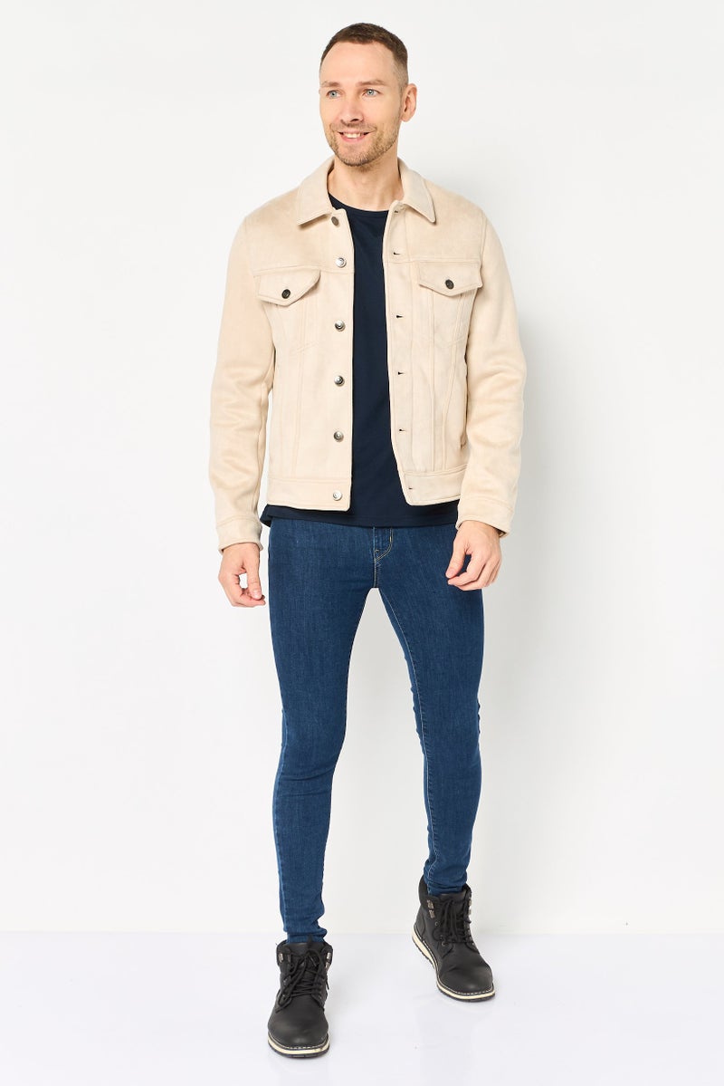 Celio جاكيت رجالي بأكمام طويلة سادة، بيج - Image 4