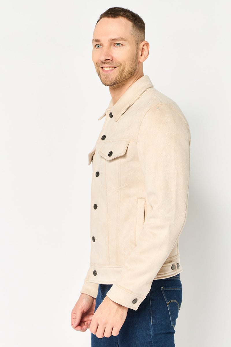 Celio جاكيت رجالي بأكمام طويلة سادة، بيج - Image 3