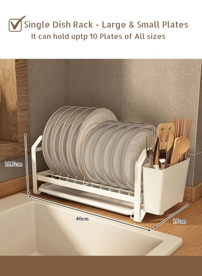 RACK STORE Dish Drying Stand Kitchen Organizer Sink Top Storage Plate Rack With Dish Drainer Utensil Holder Countertop White Colour - Image 5