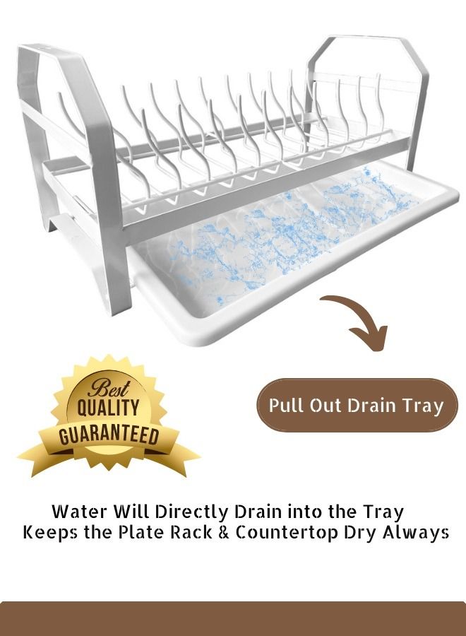 RACK STORE Dish Drying Stand Kitchen Organizer Sink Top Storage Plate Rack With Dish Drainer Utensil Holder Countertop White Colour - Image 3