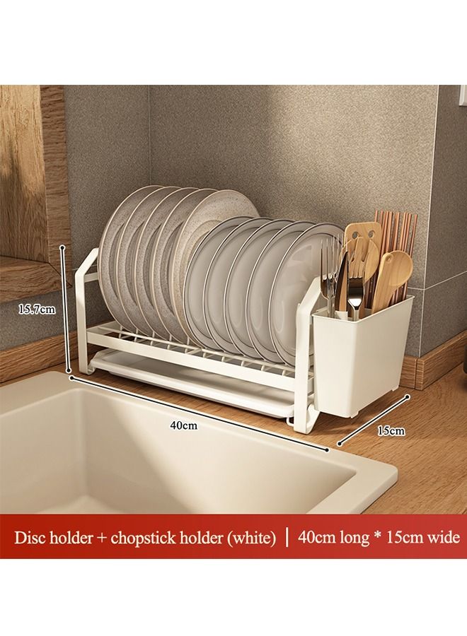 RACK STORE Dish Drying Stand Kitchen Organizer Sink Top Storage Plate Rack With Dish Drainer Utensil Holder Countertop White Colour - Image 1