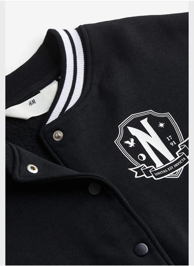 اتش اند ام Youth Print-Motif Baseball Jacket