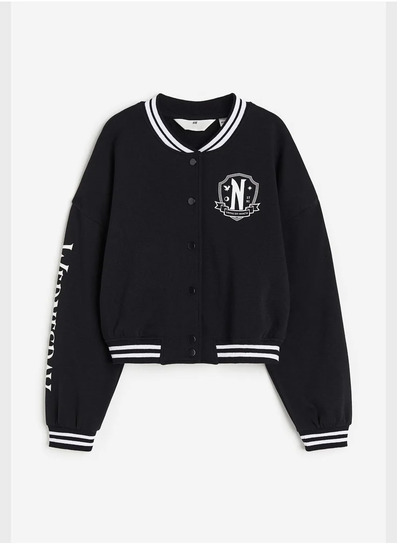 اتش اند ام Youth Print-Motif Baseball Jacket