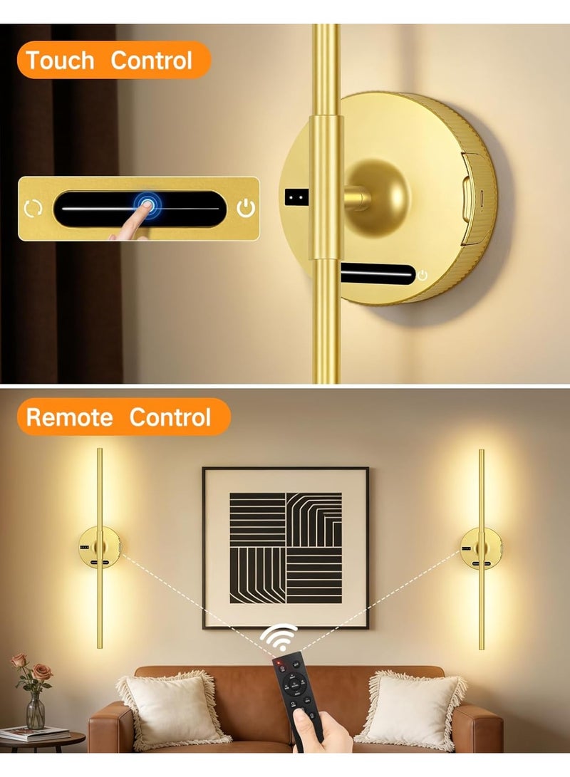OUTON Rechargeable LED Wall Sconce with 8000mAh Removable Battery, Remote & Touch Control, Dimmable Wall Light, 3 Color Temperatures, Power Indicator, Gold - Image 3