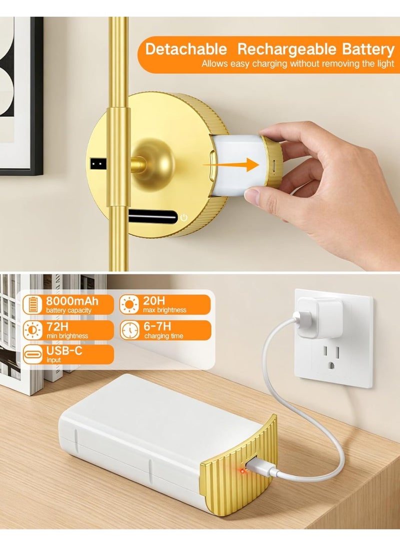 OUTON Rechargeable LED Wall Sconce with 8000mAh Removable Battery, Remote & Touch Control, Dimmable Wall Light, 3 Color Temperatures, Power Indicator, Gold - Image 5