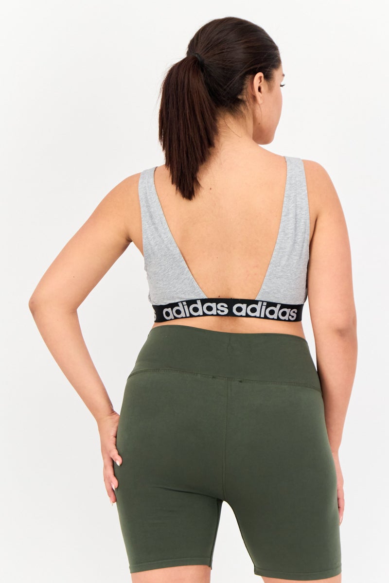 Adidas Women Brand Logo Non-Padded Bralette, Grey  - Image 3
