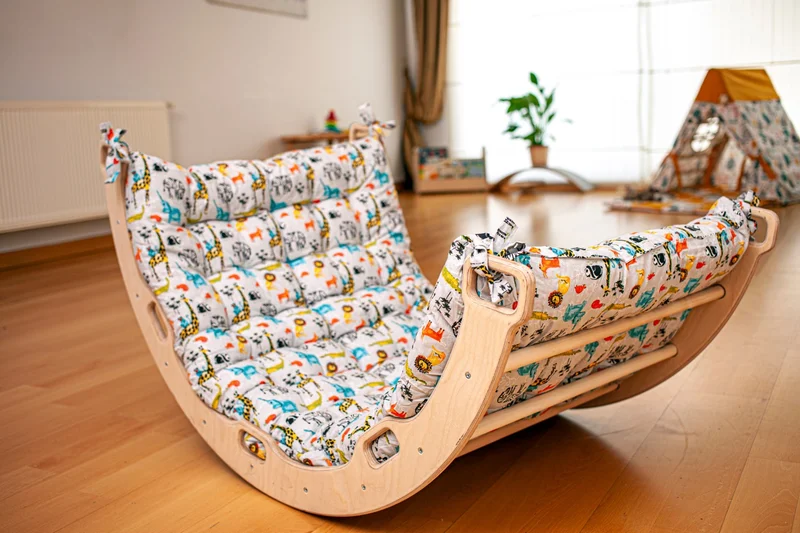 Kidoppo Pikler Climbing Set and Pillow | Montessori Set of 3 | Arch + Triangle + Stone Ramp + Pillow