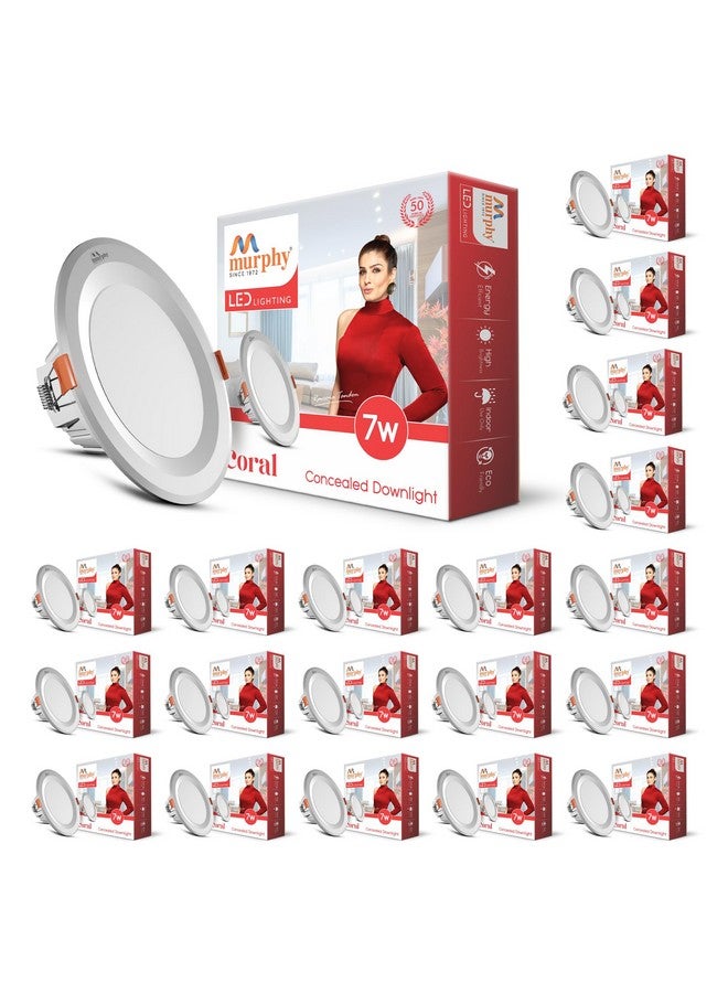 Murphy Polycarbonate Body 7W Coral LED Warm White Round Panel Conceal Down Light | Pack of 20 | Long-Lasting & Flicker-Free LED Light | Suited for 3 Inch Junction Box - Image 1