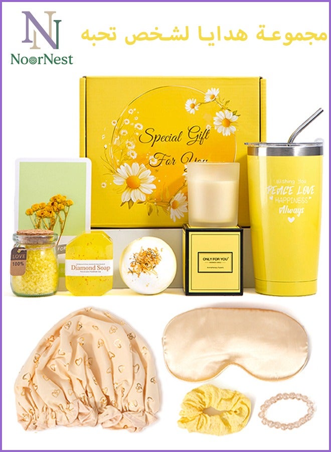 Birthday Gift Set for Women ,11 PCS  Chamomile Scented Candles & Bath Bombs Set,Gift Set for Ladies Gifts for Women Wife for Birthday Mother's Day Women's Day,Bubble Bath Set Gifts for Women,Relaxing Spa Gift Set for Women Spa Gift Basket Best Gift Box for Mom, Wife, Friends, and Sisters Gift for Wife