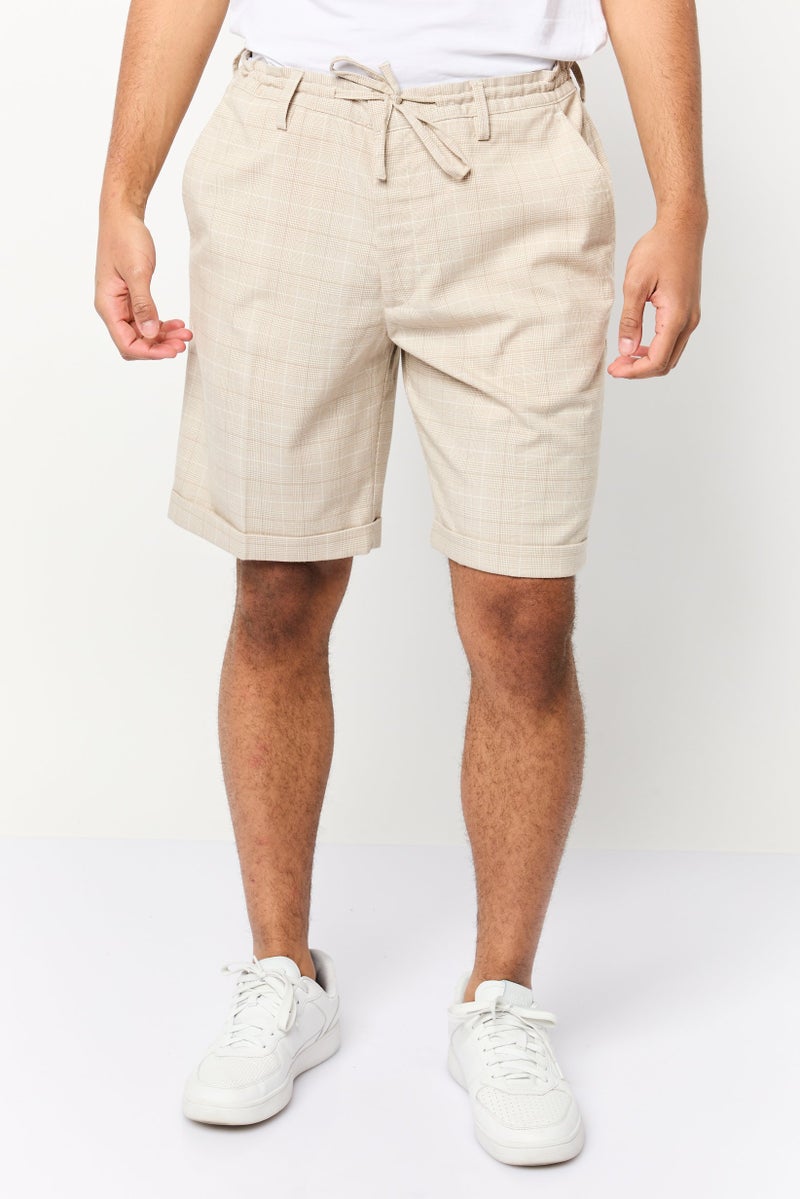 Celio شورتات تشيكر للرجال، بيج داكن - Image 1