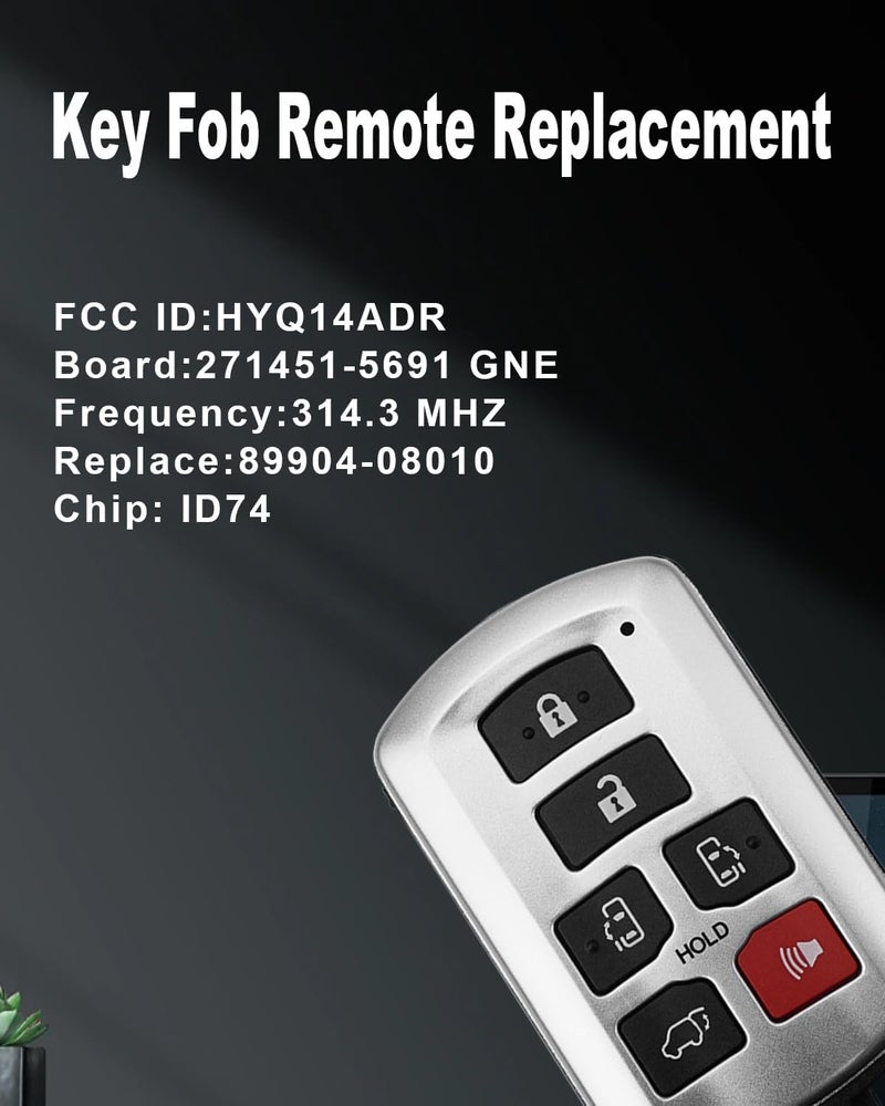 QAGGUM 6 Button Remote Key Fob for Toyota Sienna (2011-2020) - Keyless Entry Remote Control - Image 4