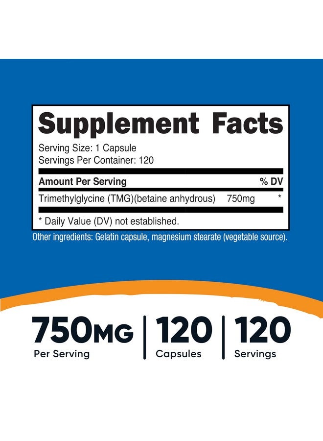 Nutricost TMG 750mg, 120 Capsules (3 Bottles) - Image 2