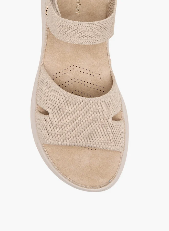 Le Confort Women Textured Open Toe Sandals with Hook and Loop Closure
