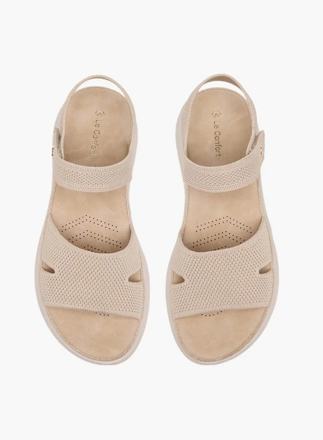 Le Confort Women Textured Open Toe Sandals with Hook and Loop Closure