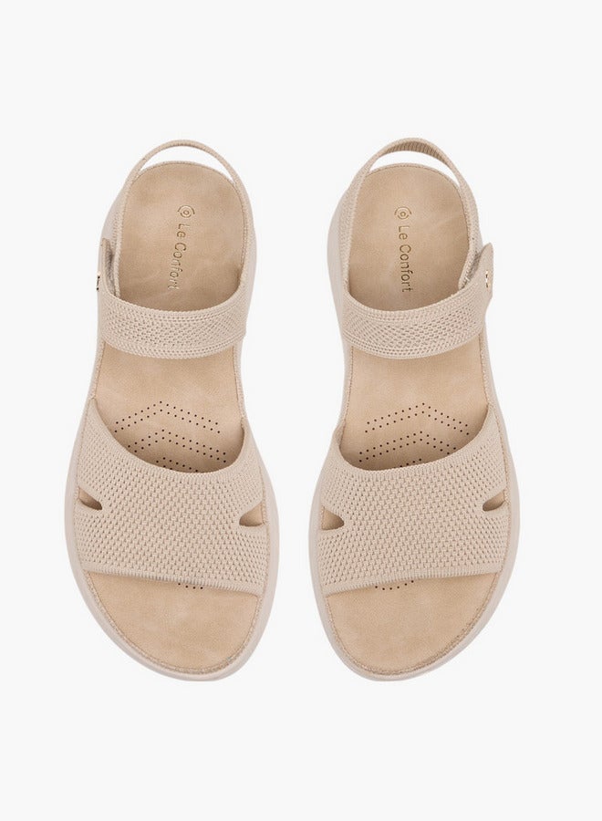 Le Confort Women Textured Open Toe Sandals with Hook and Loop Closure - Image 2