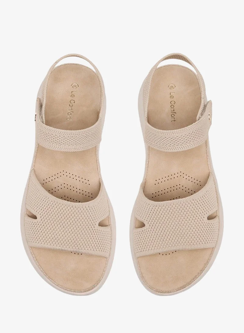 Le Confort Women Textured Open Toe Sandals with Hook and Loop Closure