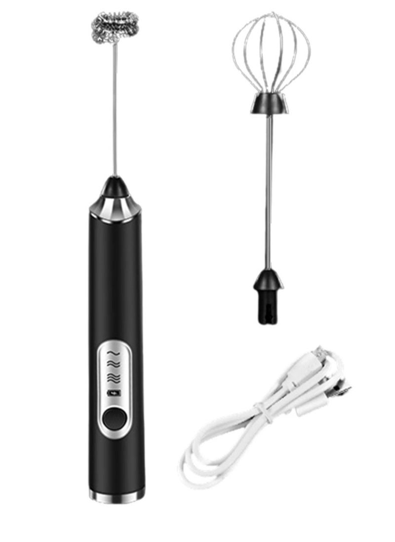Loquat Electric Milk Frother Handheld Electric Whisk Coffee Frother Egg Beater Milk Cappuccino Latte Frother Drink Mixer Kitchen Tools Black  - Image 1