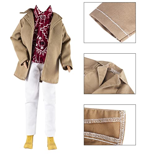 E-TING ETING Trench Coat Pack 5 Sets Fashion Casual Wear Clothes Outfit for boy Doll 1 Set Khaki Long Jacket Overcoat 3 Sets Casual Wear Clothes 1pc Swim Trunks - Image 5