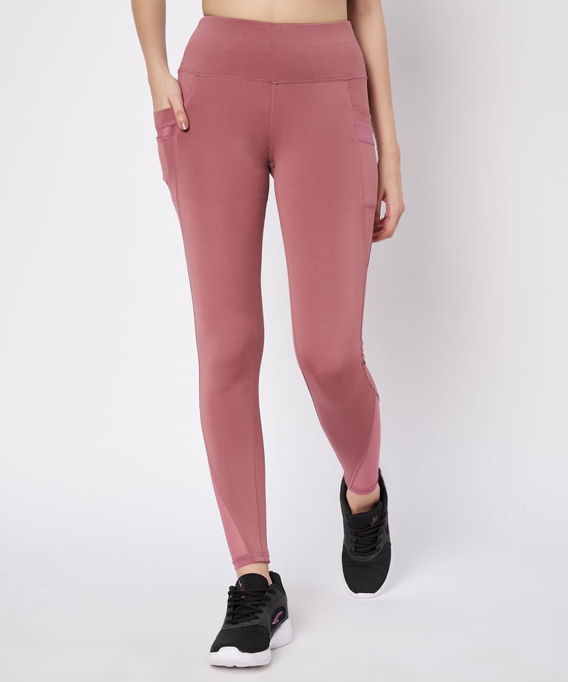 Mehrang Gym wear Mesh Legging Workout Pants with Side Pockets/Stretchable Tights/Highwaist Sports Fitness Yoga Track Pants for Women & Girls (in, Alpha, 2XL, Regular, Moove) - Image 4