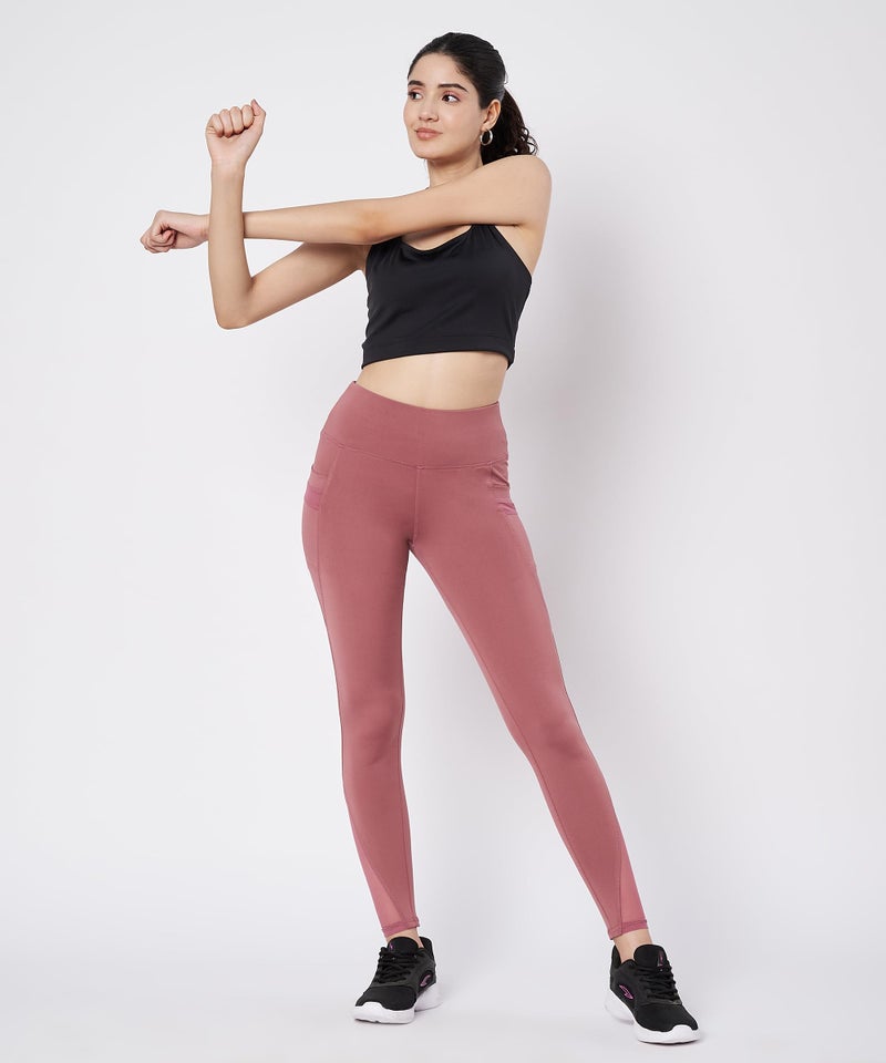 Mehrang Gym wear Mesh Legging Workout Pants with Side Pockets/Stretchable Tights/Highwaist Sports Fitness Yoga Track Pants for Women & Girls (in, Alpha, 2XL, Regular, Moove) - Image 3