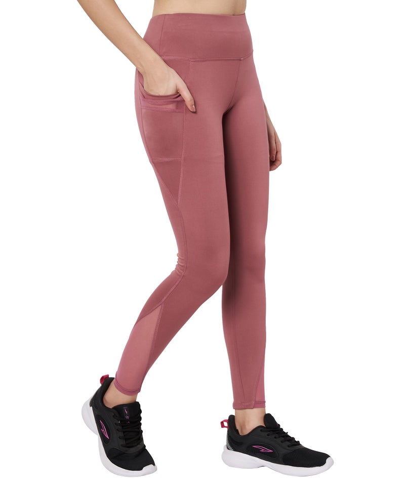 Mehrang Gym wear Mesh Legging Workout Pants with Side Pockets/Stretchable Tights/Highwaist Sports Fitness Yoga Track Pants for Women & Girls (in, Alpha, 2XL, Regular, Moove) - Image 1