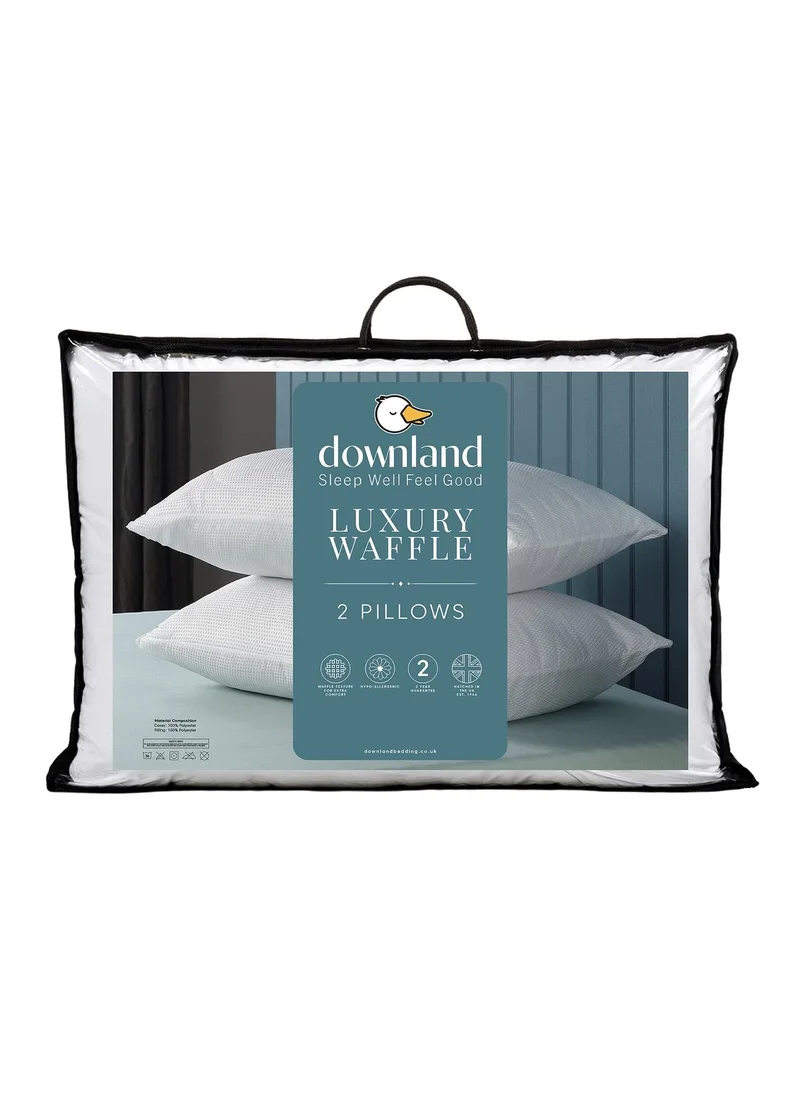 Matalan Downland White Luxury Waffle Pillow Pair