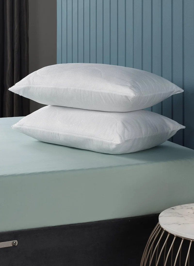 Matalan Downland White Luxury Waffle Pillow Pair