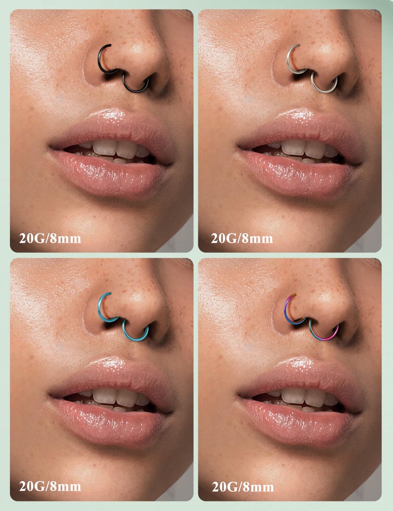 Drperfect 36Pcs 20G Nose Ring Hoop for Women Men 316L Stainless Steel Helix Tragus Lip Septum Ring Cartilage Earring Hoop Piercing Jewelry 8mm - Image 3