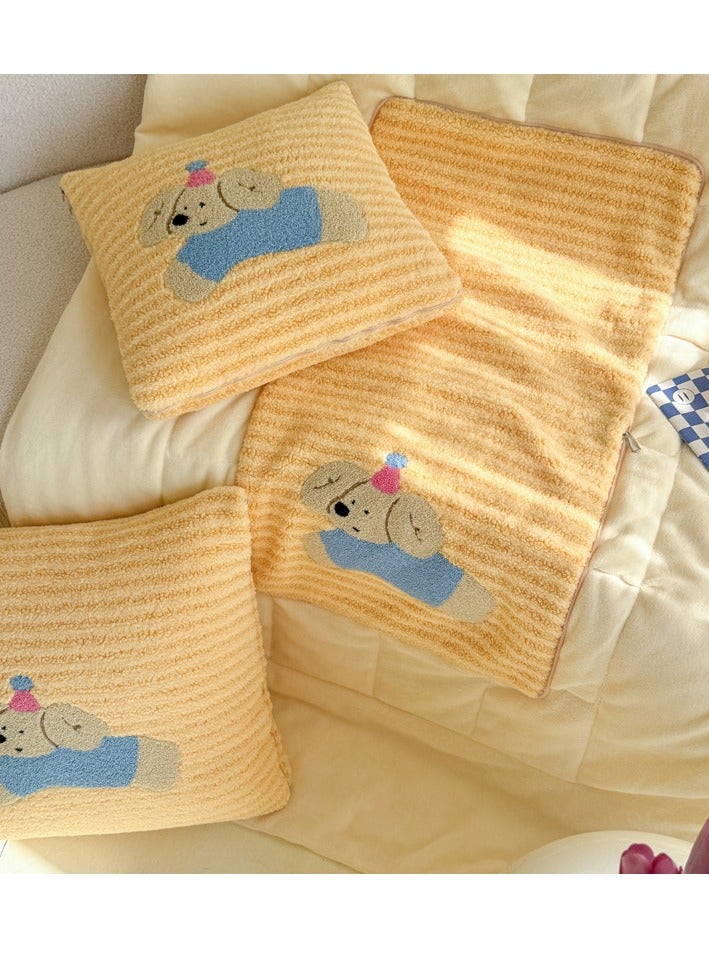 Towel Embroidery Pillow And Blanket Can Be Used For Both Car And Sofa Cushions, Suitable For Travel, Airplanes, Trains, Beds, Offices, And Rest  - Image 2