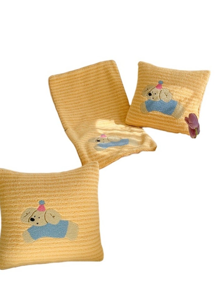 Towel Embroidery Pillow And Blanket Can Be Used For Both Car And Sofa Cushions, Suitable For Travel, Airplanes, Trains, Beds, Offices, And Rest  - Image 5